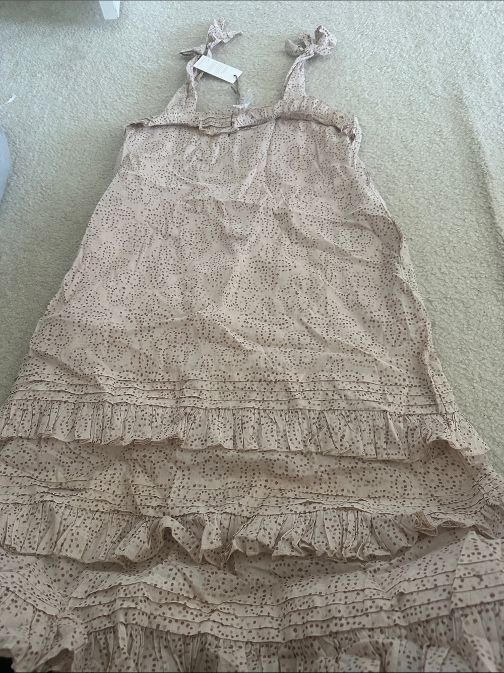 Cleobella Beige Eyelet Ruffle Midi Dress